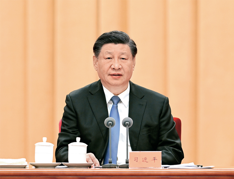 2023年1月9日，中共中央总书记、国家主席、中央军委主席习近平在中国共产党第二十届中央纪律检查委员会第二次全体会议上发表重要讲话。 新华社记者 张领【纲领】/摄